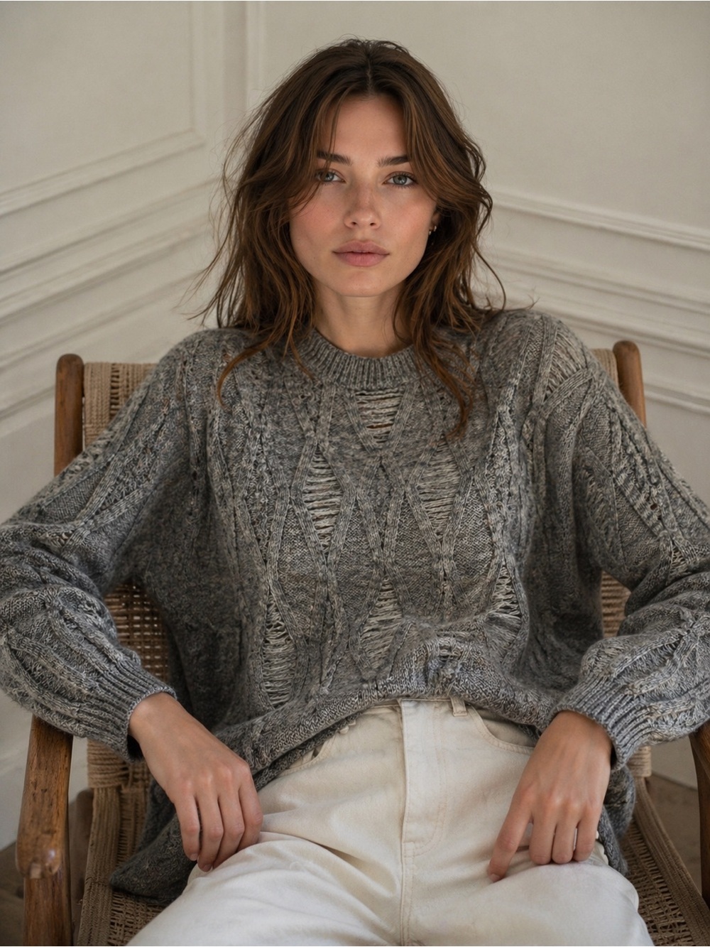 MARYAM NASSIR ZADEH Gray Monti 100% Wool Sweater
